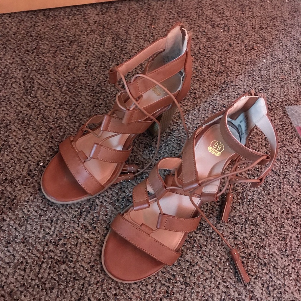 Brown high heels